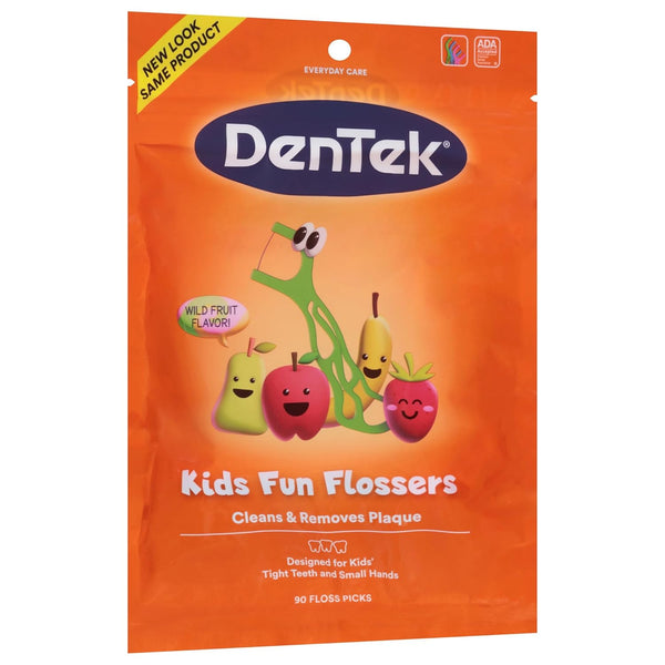 Dentek Kids Fun Flossers, Floss Picks, Removes Food & Plaque, 90 Count