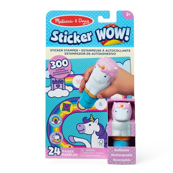 Melissa & Doug Sticker WOW!™ 24-Page Activity Pad and Sticker Stamper, 300 Stickers, Arts and Crafts Fidget Toy Collectible Character – Unicorn -
