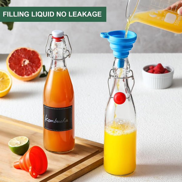 8 Set 16 OZ Swing Top Glass Bottles - Flip Top Beer Brewing Bottles with Stopper for Fermentation, Kombucha, Mead Kefir, Vanilla Extract, Juice,