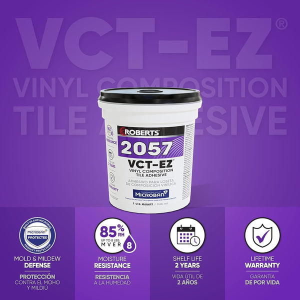 Roberts 2057-0 1 Quart Vinyl-Composition and Vinyl-Asphalt Structurally Sound Plywood of Underlayment Quality Tile Adhesive
