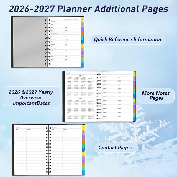 Daily Planner 2025-2026(July 2025 - December 2026) - 18 Month Planner with Tabs, Calendar Yearly Monthly Weekly Spiral Time Management, Flexible