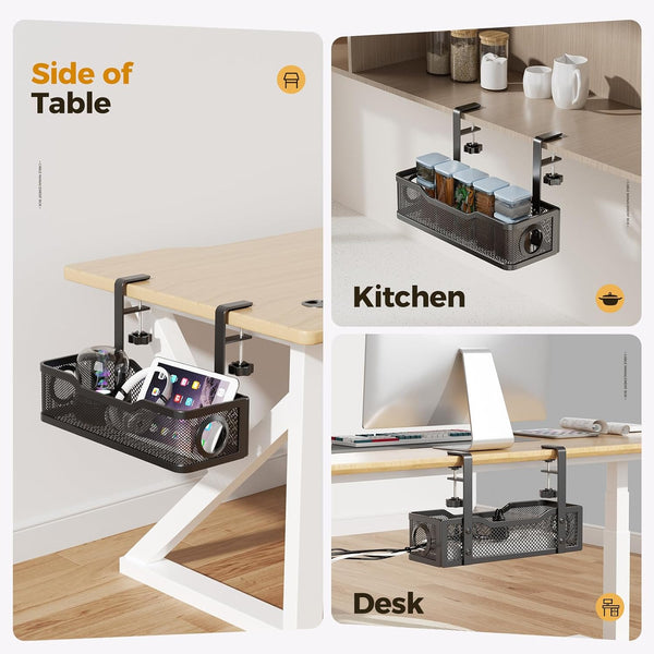 Cinati Under Desk Cable Management Tray, 13.4" Metal Cord Organizer, Black Black 13.4"-1 Pack
