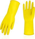 Vgo... 1-Pair Reusable Household Gloves, Rubber Dishwashing Gloves, Extra Thickness, Long Sleeves, Kitchen Cleaning, Working, Painting, Gardening,