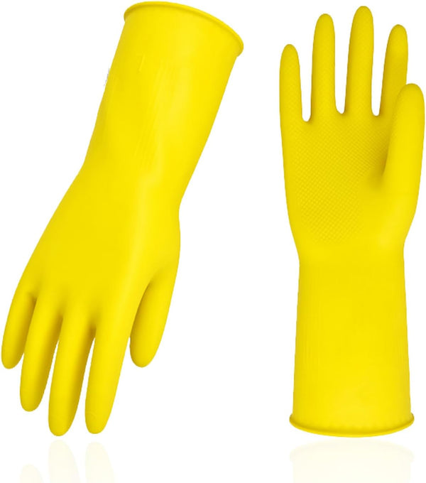Vgo... 1-Pair Reusable Household Gloves, Rubber Dishwashing Gloves, Extra Thickness, Long Sleeves, Kitchen Cleaning, Working, Painting, Gardening,