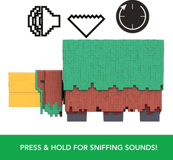 Mattel Minecraft Sniffer Action Figure with Game-Accurate Sounds, 3.25-inch Scale Collectible Toy, Pixelated Design