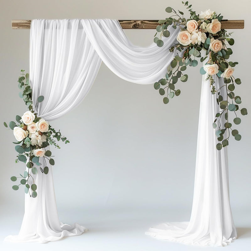 Wokceer White Wedding Arch Draping Fabric Backdrop Drapes Sheer 28.7"x 20FT 1 Panel White