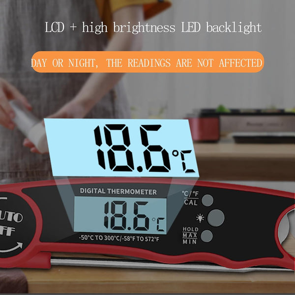 Meat Thermometer Digital, Instant Read Food Thermometer for Grilling and Cooking, Waterproof Kitchen Probe with Backlight for Home, Outdoor