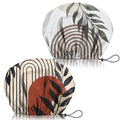 2 PCS Shower Cap Adjustable Reusable Double Waterproof Layer Elastic Hair Bath Cap Cute Aesthetic for Women Girls-Leaf I6-Leaf