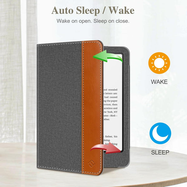 Fintie Stand Case for Kindle Paperwhite 12th/11th Gen & Kindle Colorsoft | Foldable Kickstand PU Leather Cover, Card Slot, Hand Strap, Auto