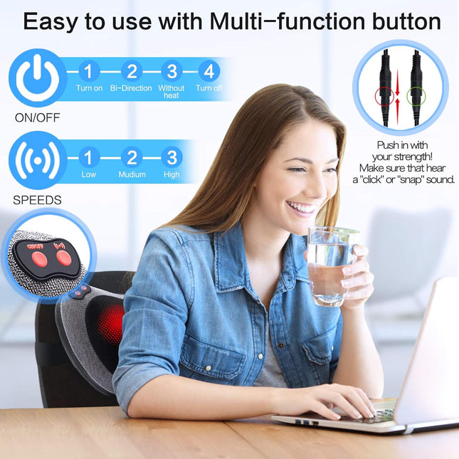Papillon Shiatsu Back and Neck Massager with Heat, Deep Tissue Kneading,Electric