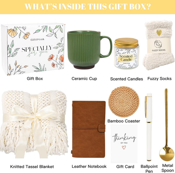Get Well Soon Gifts for Women, Sympathy Gift Baskets, Thinking of You Care Package, Sending Hugs Box, after Surgery Feel Better Gifts with Snuggly