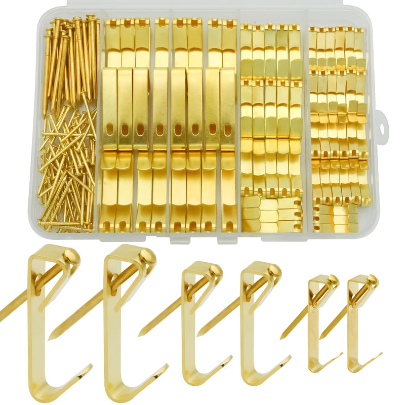 200 Pieces Picture Hangers, 3 Sizes Picture Hanging Kit Including 10lb/30lb/50lb Picture Hanging Hooks, Heavy Duty Picture Hooks with Nails for