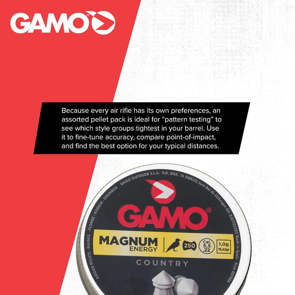 Gamo Air Rifle Pellet Combo Pack - .177 or .22 Caliber Performance Pellets with Hunter, Magnum, Master Point and Match Styles for Target Shooting