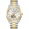 Bulova Men's Classic Surveyor 3-Hand Automatic Watch, Hack Feature, Luminous Hand, Open Aperture, Screw-Back Case, 42mm Two Tone Gold