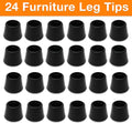 Shepherd Hardware 8761E Leg Tips 7/8-Inch inside Diameter Rubber Chair Leg Caps, 24 Pack, Black