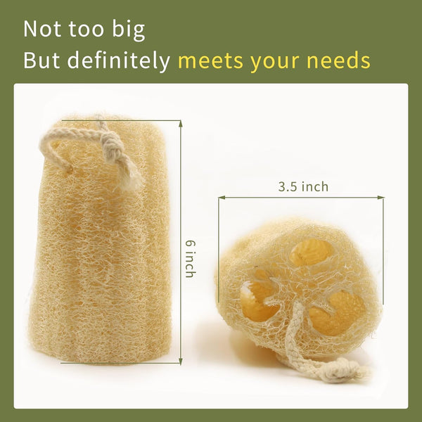 Natural Loofah Sponges Exfoliating Body Scrubber(6" Family 6Pack),Real Luffa Unveil Your Skin'S Natural Beauty