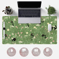 Green Desk Mat XL Cat Cute Plant Cool Desk Pad Keyboard Mat Kawaii Black Cat Flower Mouse Pad Green Desk Mat Desk Decor with Stitched Edges
