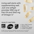 Sports Research® Omega-3 Fish Oil 1250mg from Wild Alaska Pollock, 90 Count | Always Fresh Never Fishy | 690mg EPA 260mg DHA per Softgel · Heart &