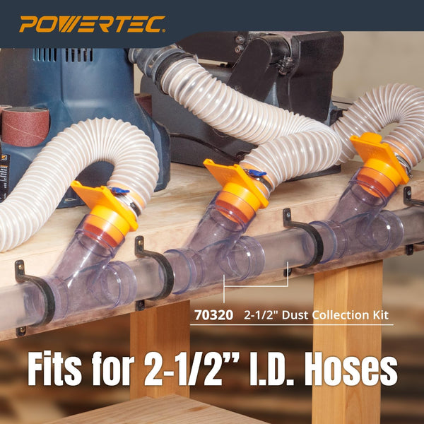 POWERTEC Clear PVC Pipe 2-1/2" x 36" Long, 1PK Rigid Plastic Tubing, Round Tube Compatible w/Dust Collection Fitting, for Woodworking Tool, Dust
