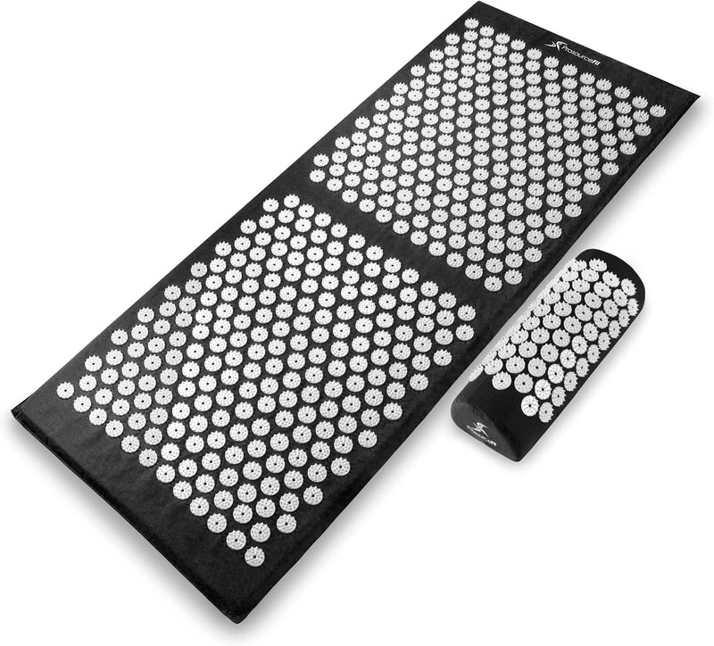 Prosourcefit Acupressure Mat and Pillow Set for Back/Neck Pain Relief and Muscle Relaxation, XL - Blue/White