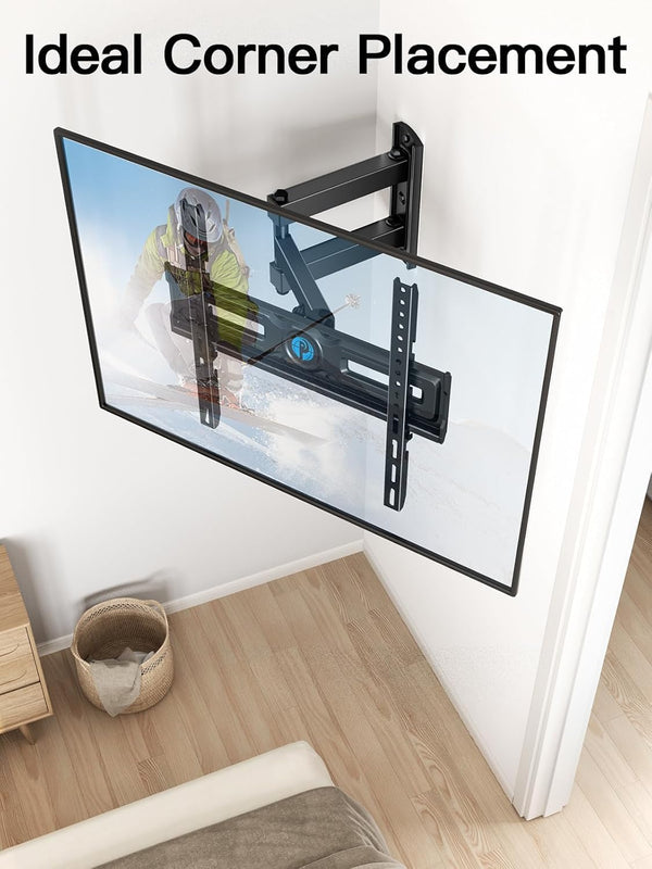 Pipishell Full Motion TV Wall Mount for Most 26-60 Inch Flat & Curved Tvs up to 77 Lbs, Adjustable Bracket Height, Single Articulating Arm,