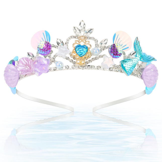CIEHER Mermaid Crown Headband Seashell Crown for Little Mermaid Birthday Party Decorations, Mermaid Accessories Hallowee