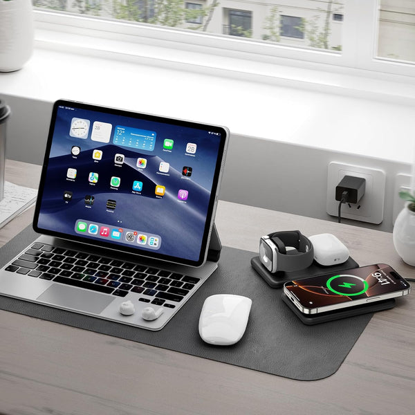 3 in 1 Charging Station for Apple,Travel Charger for Multiple Devices for iPhone,Foldable Magnetic Charger for iPhone 16 15 14 13 12 pro