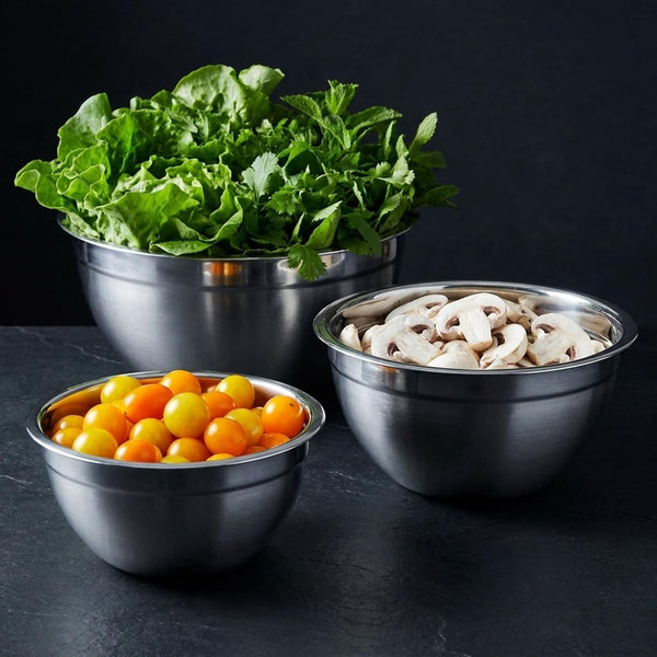 Table Concept Mixing Bowls with Airtight Lids, Stainless Steel Nesting Bowl Set for Space Saving Storage, Ideal for Cooking, Baking, Prepping &