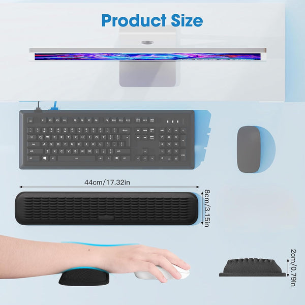 MEKASS Keyboard Wrist Rest, Soft Memory Foam Wrist Support for Keyboard, Keyboard Hand Rest Pad for Wrist Pain Relief, Keyboard Wrist Guard for