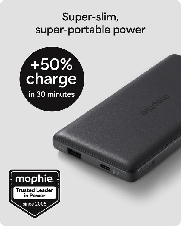Mophie Powerstation 2023 with PD Power Bank - 10,000 Mah Large Internal Battery, (2) USB-A Port and (1) 20W USB-C PD Fast Charging Input/Output