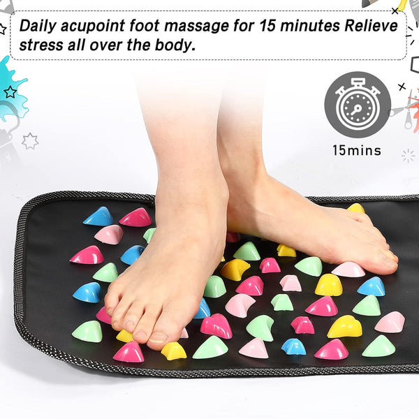 Trelaco Foot Massage Mat Reflexology Walk Stone Road Foot Massage Acupoint Mat for Acupressure Relaxes for Long Sitting Elderly Students and