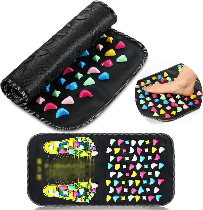 Trelaco Foot Massage Mat Reflexology Walk Stone Road Foot Massage Acupoint Mat for Acupressure Relaxes for Long Sitting Elderly Students and