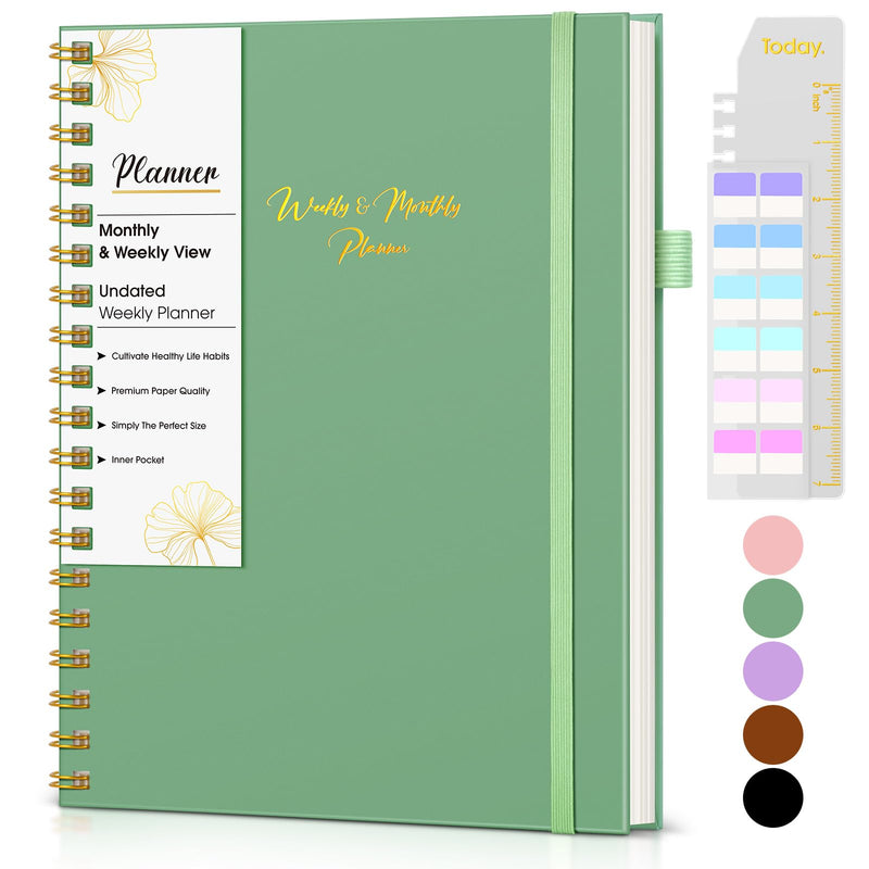 Undated Weekly and Monthly Planner, B5 Large Weekly to Do List Notebook with Goal & Habit Tracker Organizer, Hardcover Spiral Bound Blank Monthly