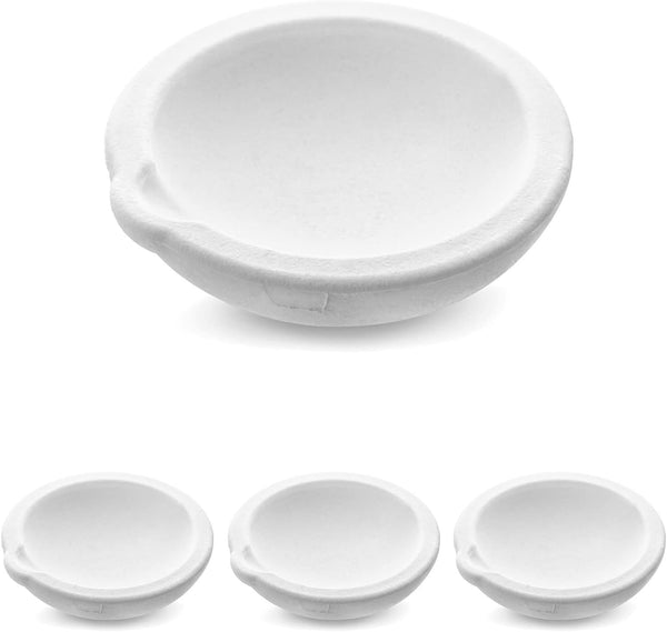 QWORK Ceramic Crucible Bowl, 4 Pcs Quartz Melting Dishes Pot for Melting Casting Refining Gold Silver Brass Alloy, 100G