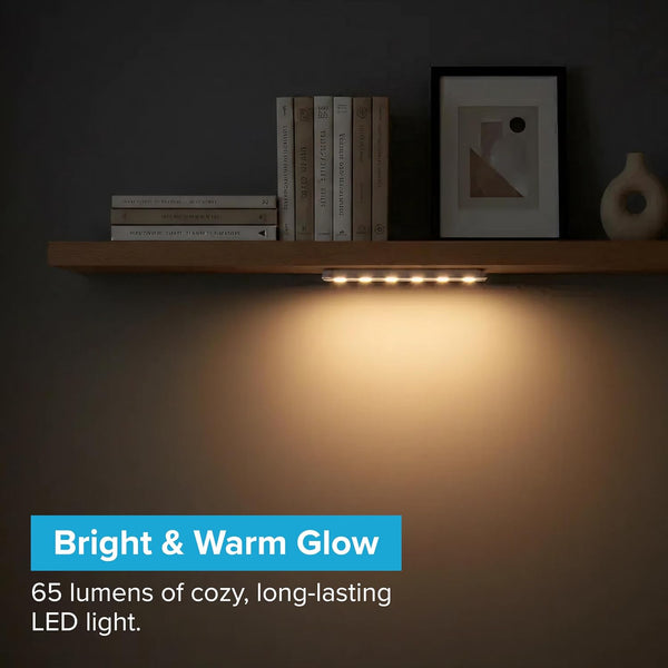Brilliant Evolution 0.9" Ultra-Thin Wireless Under Cabinet Lights Battery-Operated LED Fixtures - 8.5" L Stick-On Push Lighting - 65 Lumens Warm