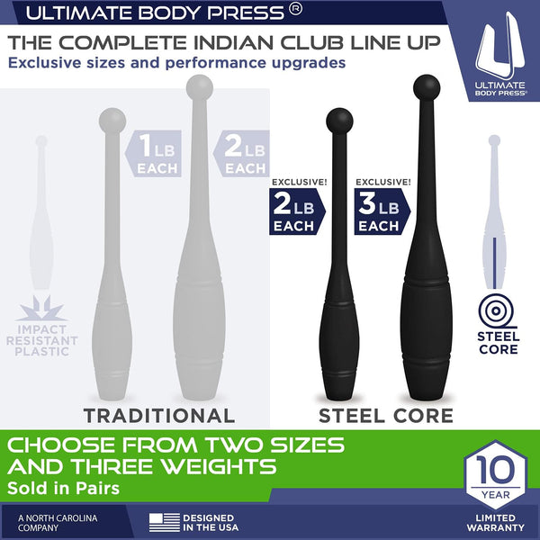 Indian Clubs - 1Lb, 2Lb and 3Lbs Pairs by Ultimate Body Press
