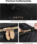 Prite Makeup Bag Travel Toiletry Bag Open Flat Cosmetic Organizer for Women Black Medium