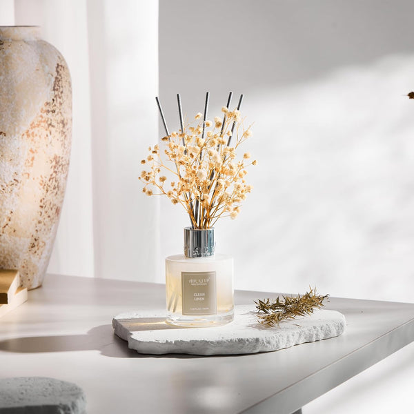 Airkeep Reed Diffuser Set,3.38 Fl Oz (100 Ml) - Clean Linen Oil Diffusers with 8 Reed Sticks,Home Fragrance Reed Diffuser for Bathroom Shelf Decor