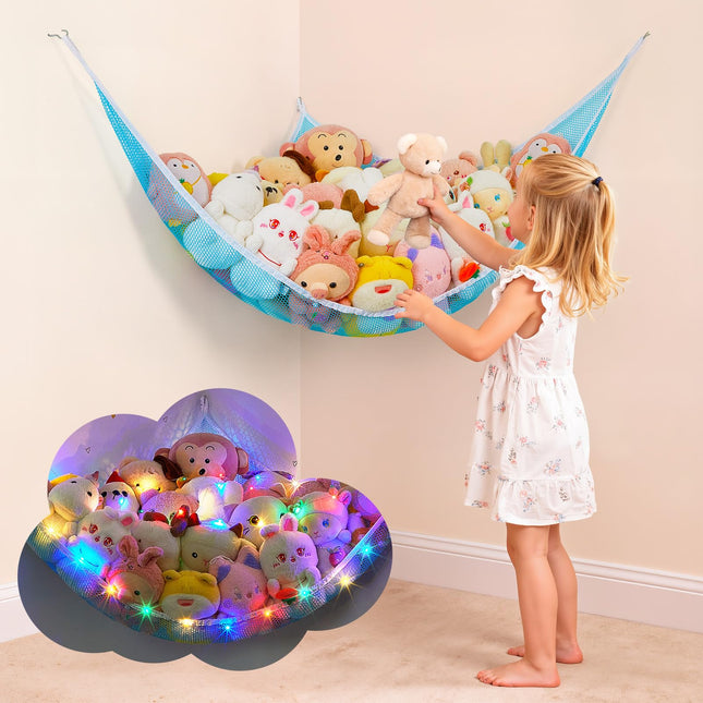 Basumee Stuffed Animals Net or Hammock with LED Light Hanging Toy Net Hammock fo
