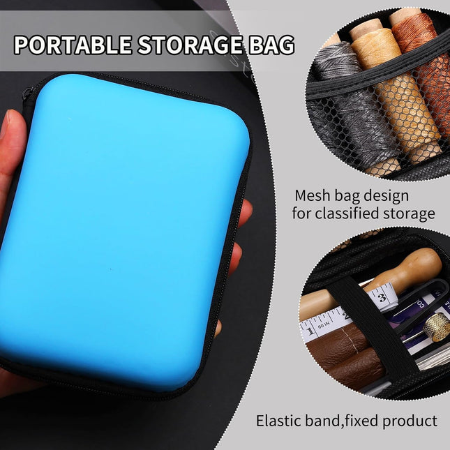 Leather Sewing Kit Leather Stitching Kit with Sewing Awl Waxed Thread Multicolor
