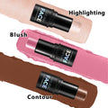 3Pcs Cream Contour Stick Makeup Kit, Shades with Highlighter, Blush and Bronzer Contour Stick for Sculpt the Cheeks, Long Lasting, Waterproof,
