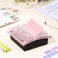 Eersida Rhinestone Self Stick Note Pad Holders 4 x 4 Inches Pink Cute Note Holder Sticky Dispenser Bling Memo Stick Dispenser for Office Employee