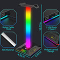 Gaming Headphone Stand PC Accessories - RGB Headset Stand with 2 USB and 1 Type-C Ports, LED Headphone Stand Gift for Boys Men, Computer Game