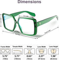 VISOONE Oversized Chunky Blue Light Blocking Glasses for women Harvard Emerald Green Large