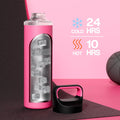 24 Oz Insulated Water Bottle for Sports: 3 Lids, Leakproof, Keep Cold 24H, Car Cupholder Friendly, Stainless Steel Water Flask with Straw and