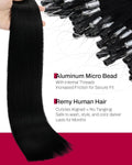 Moresoo Microlink Hair Extensions Human Hair Jet Black Micro Link Hair Extensions Human 18 Inch Hair Microbead Extensions Real Human Hair Black