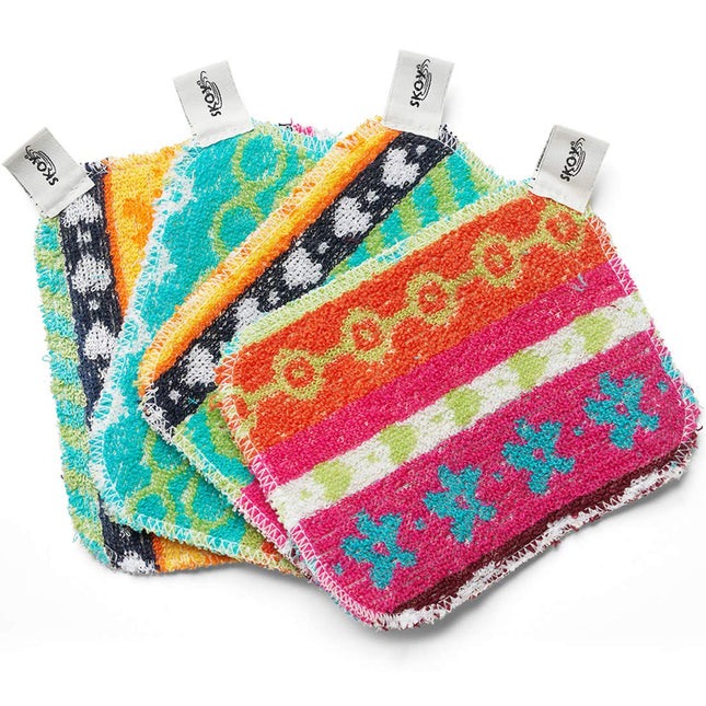 Skoy Scrub, 4-Pack Reusable, Non-Scratching Dish Scrubber for Kitchen and Househ