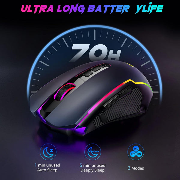 Redragon Gaming Mouse, Wireless Mouse Gaming with 8000 DPI, PC Gaming Mice with Fire Button, RGB Backlit Programmable Ergonomic Mouse Gamer,