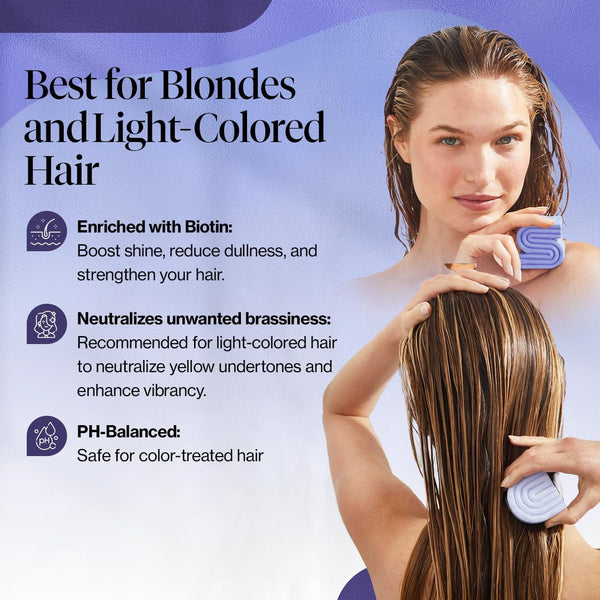 Kitsch Purple Shampoo & Conditioner Bar for Color Treated & Grey and White Hair, Made in Us, Toning Bar Shampoo & Conditioner for Blonde