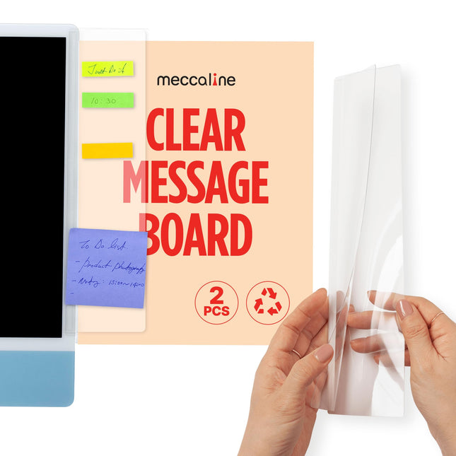 Monitor Memo Board 2Pcs - Flexible Clear PET Computer Screen Sticky Note Holder 